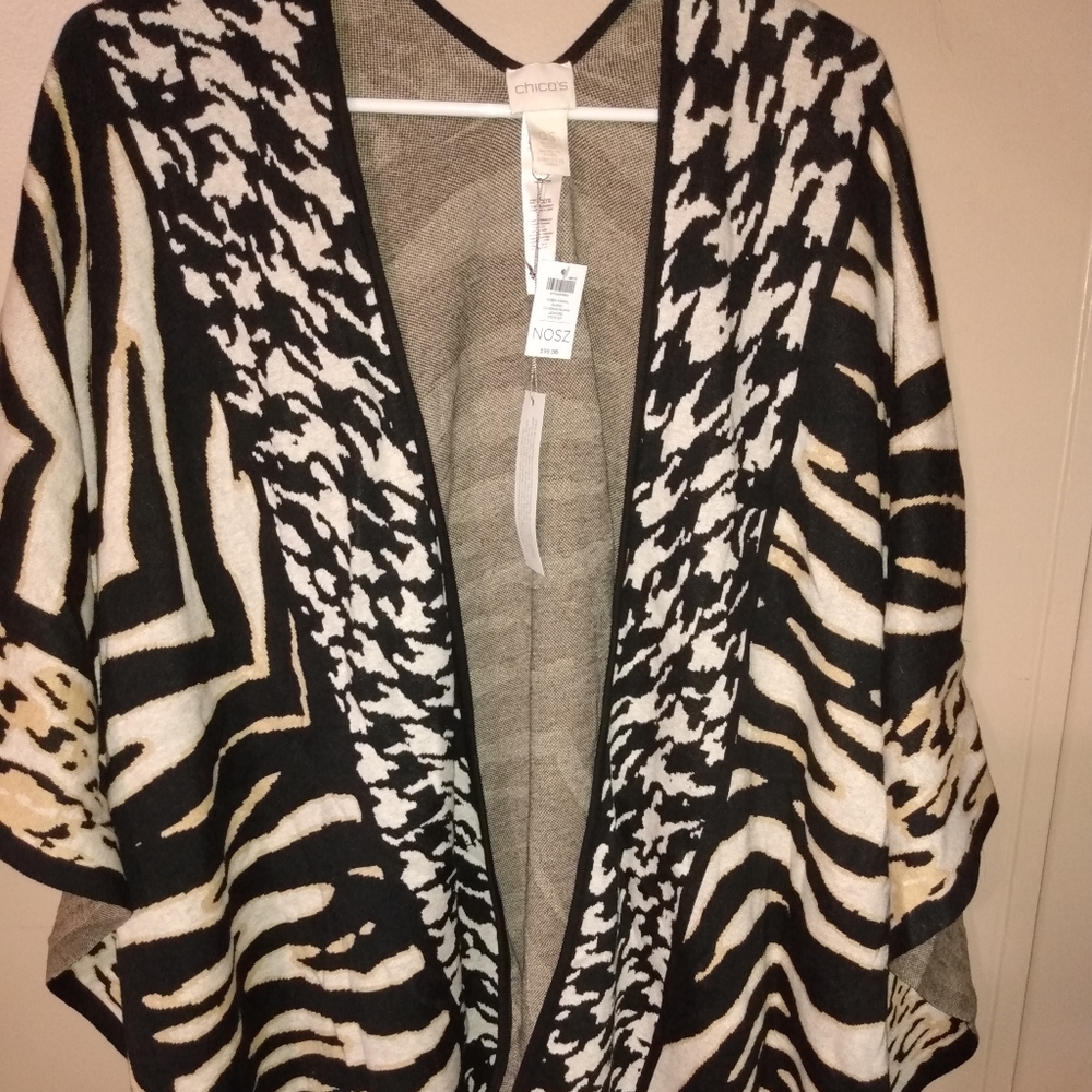 Chico's zebra/leppard print poncho